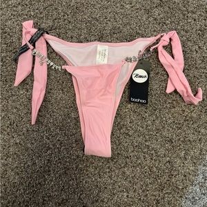 NWT Boohoo Swim Pink Bikini bottoms with charms
